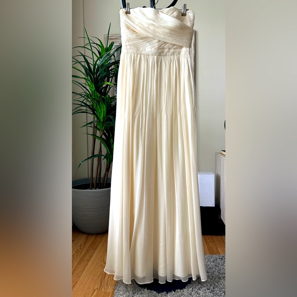 J. Crew Arabelle Ivory Strapless dress silk chiffon 6 petit✨